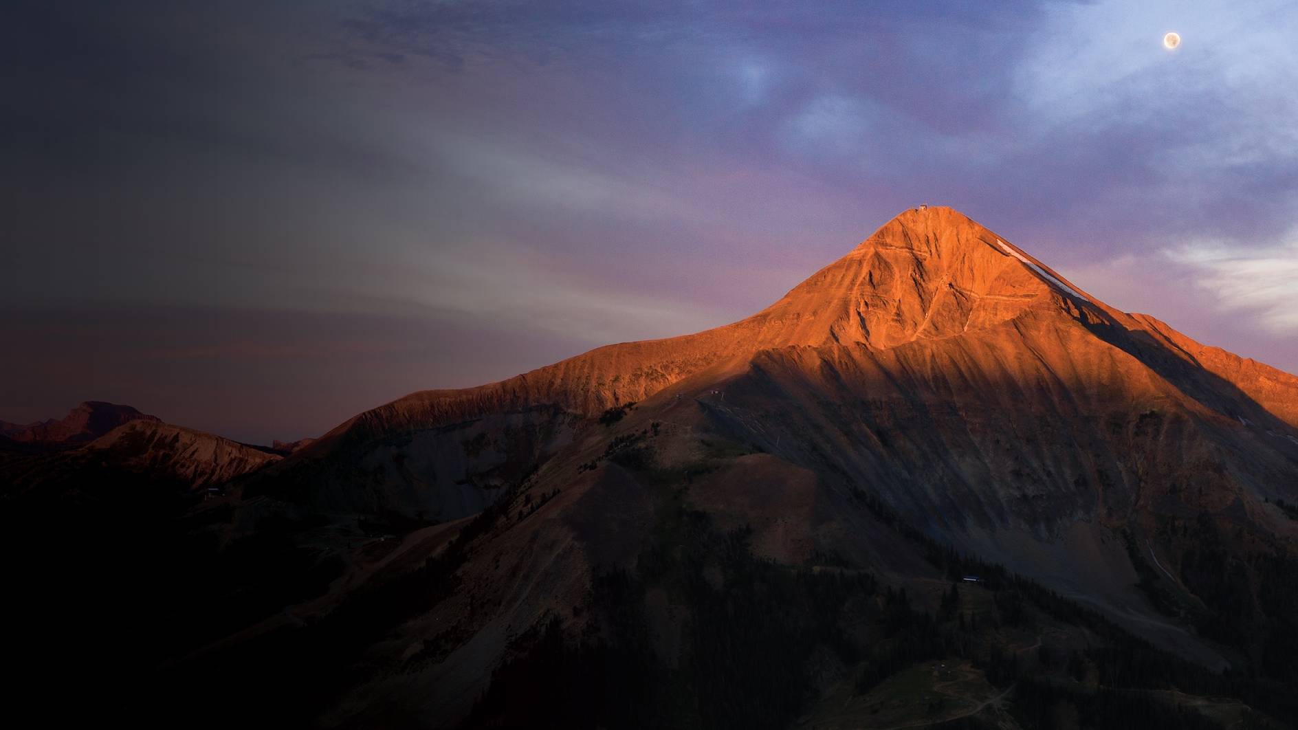 Lone Mountain in summer at sunset