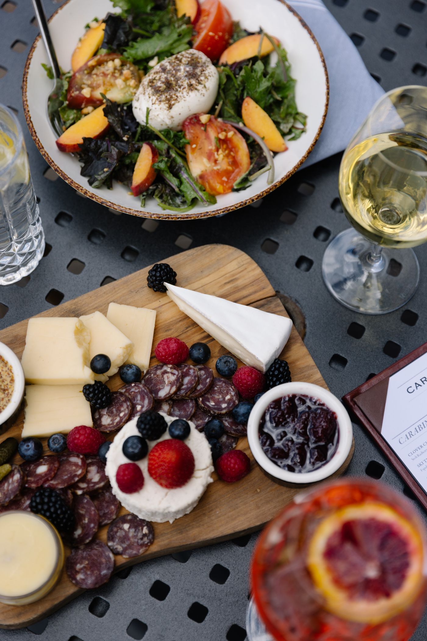 Food spread at Carabiner Lounge