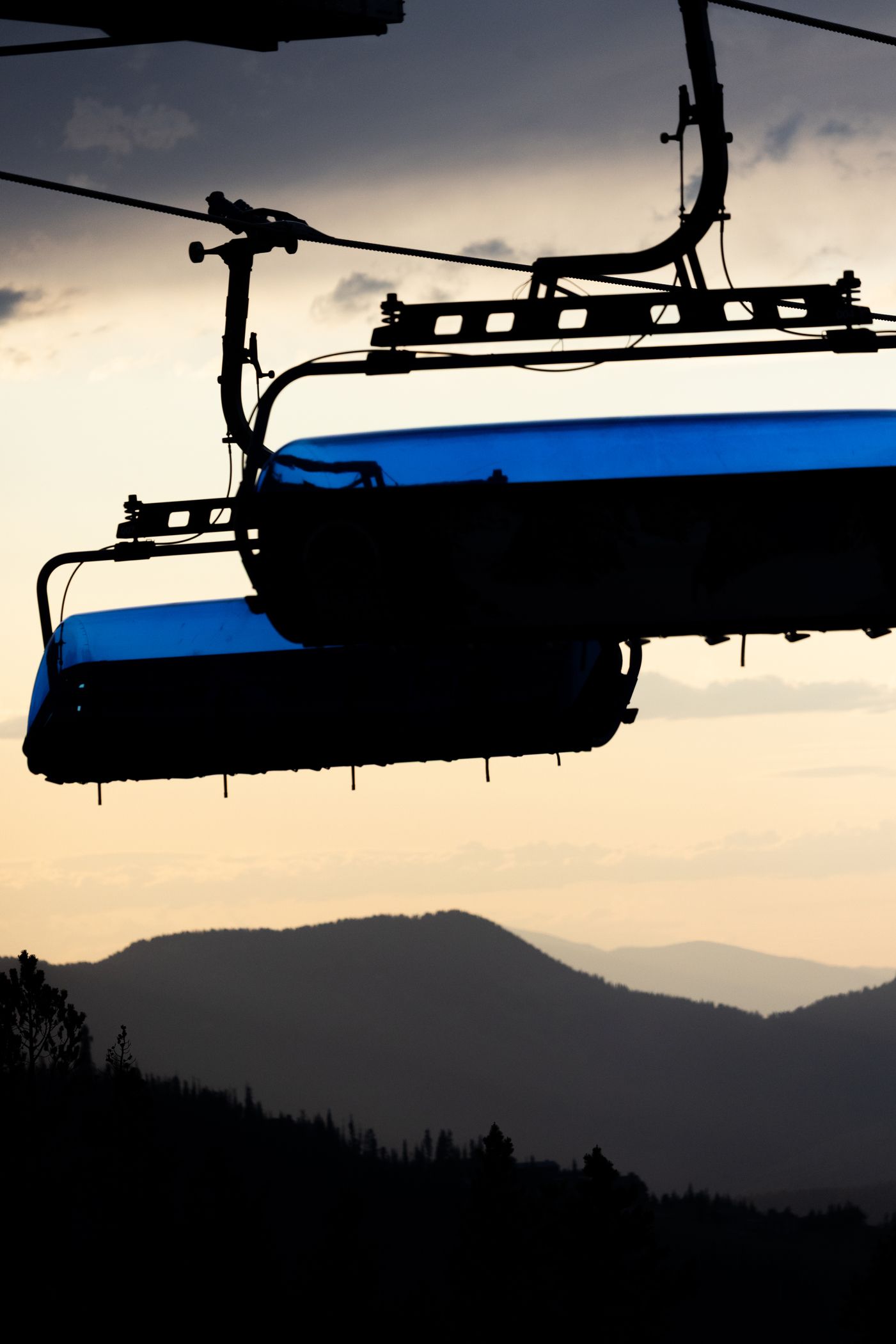 View out of the Lone Peak Tram in summer