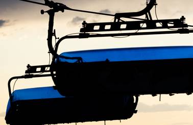 View out of the Lone Peak Tram in summer
