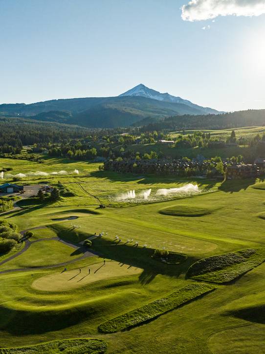 Golf course with Lone Mountain in the background