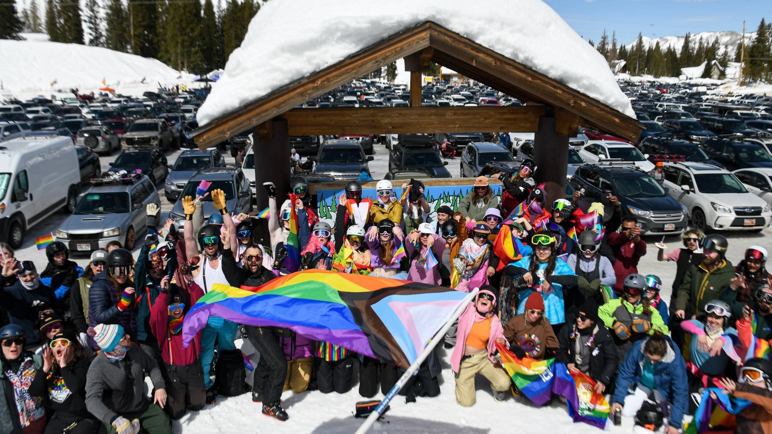 Group photo of Pride Ride at Brighton