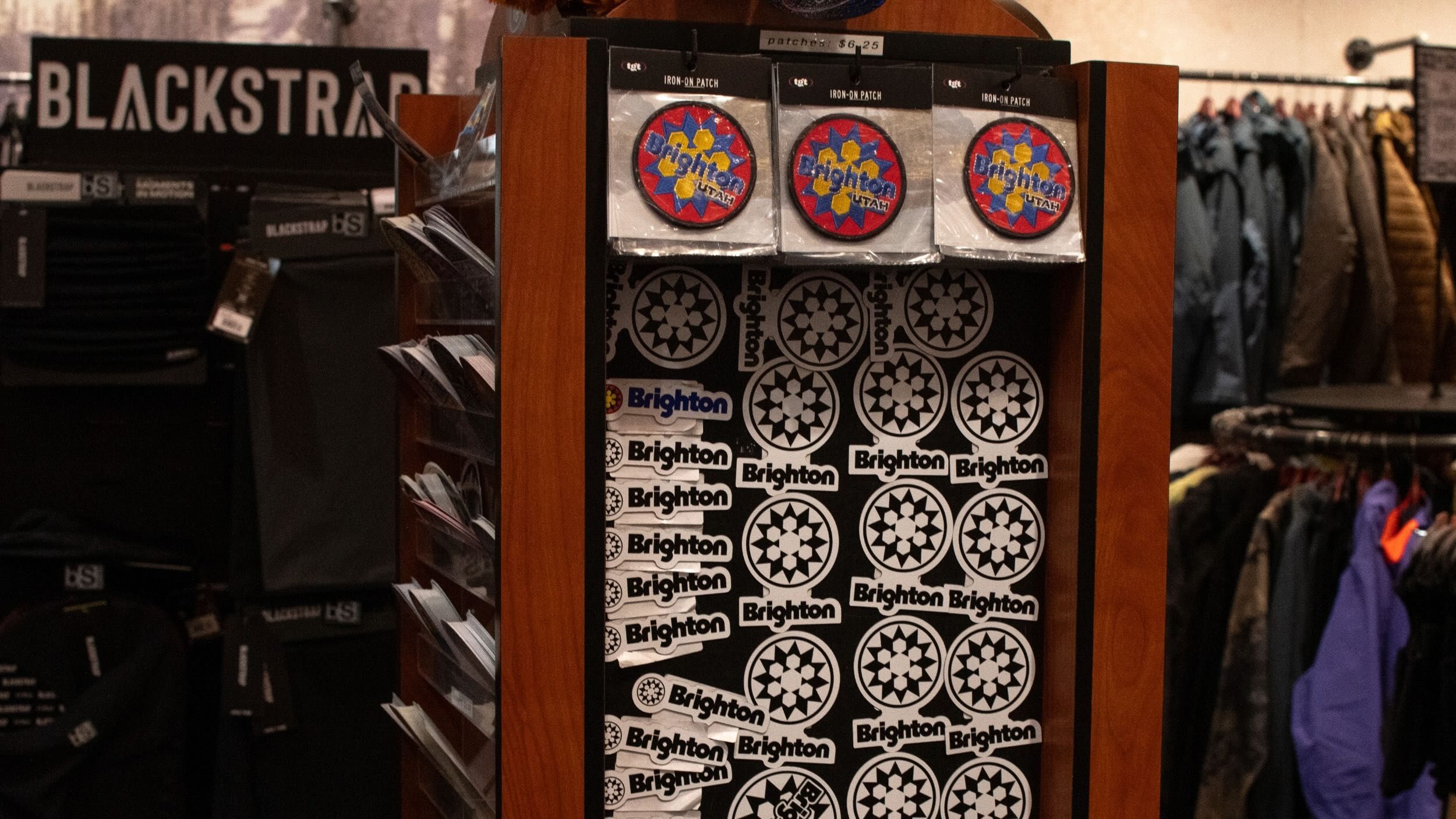 Brighton Resort stickers and magnets for sale at the Brighton Mountain Sports Store in Utah