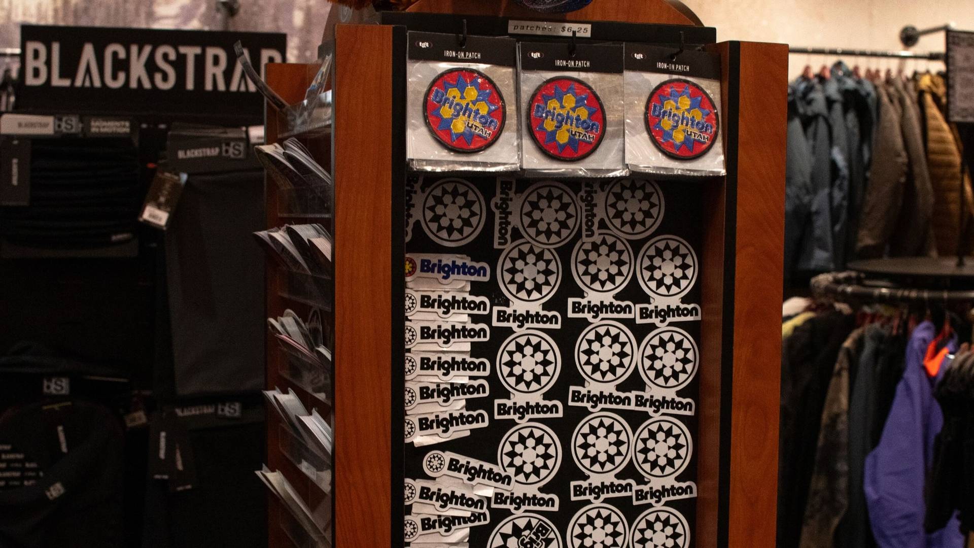 Brighton Resort stickers and magnets for sale at the Brighton Mountain Sports Store in Utah