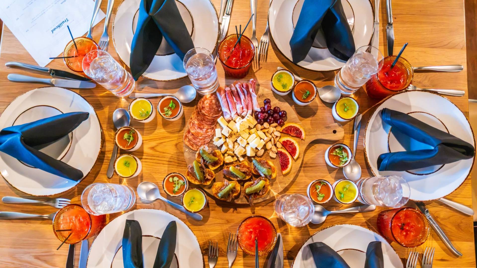 Table set up at the campfire cookout at Brighton Resort in the summer