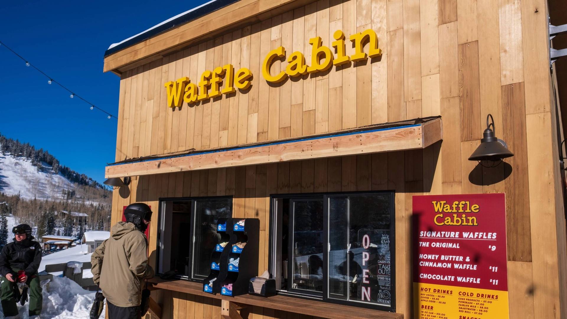 Outside the Waffle Cabin at Brighton Resort