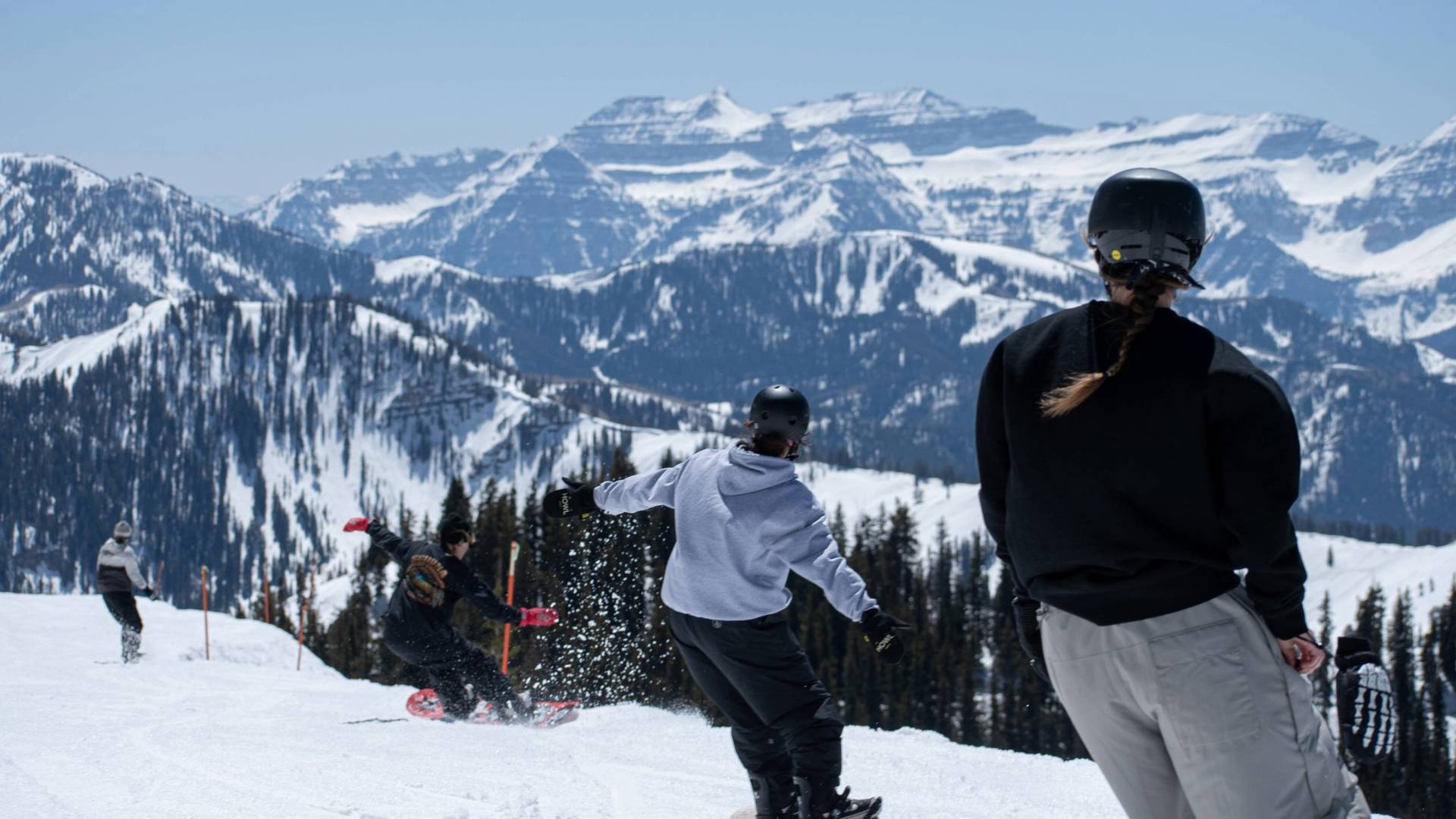 Scenic view with snowboarders at Brighton Resort