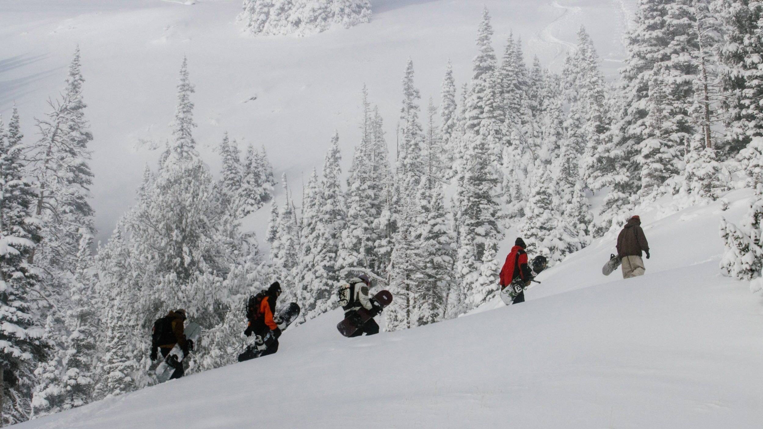 Group of friends hiking Brighton Ski Resort