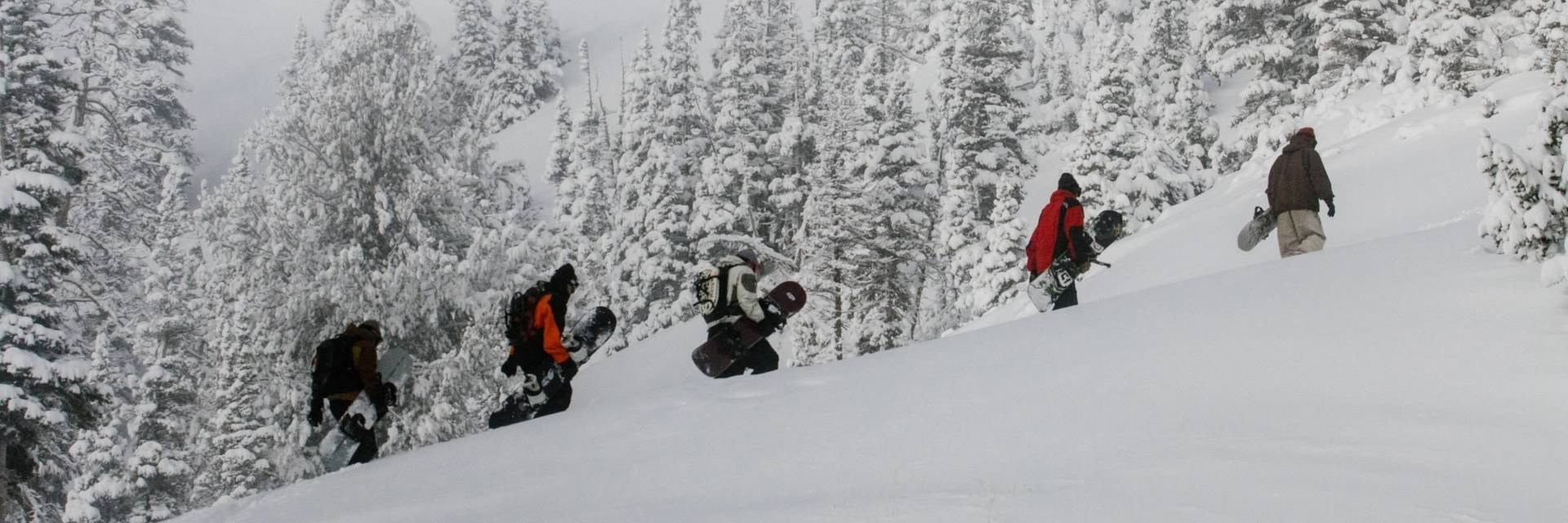 Group of friends hiking Brighton Ski Resort