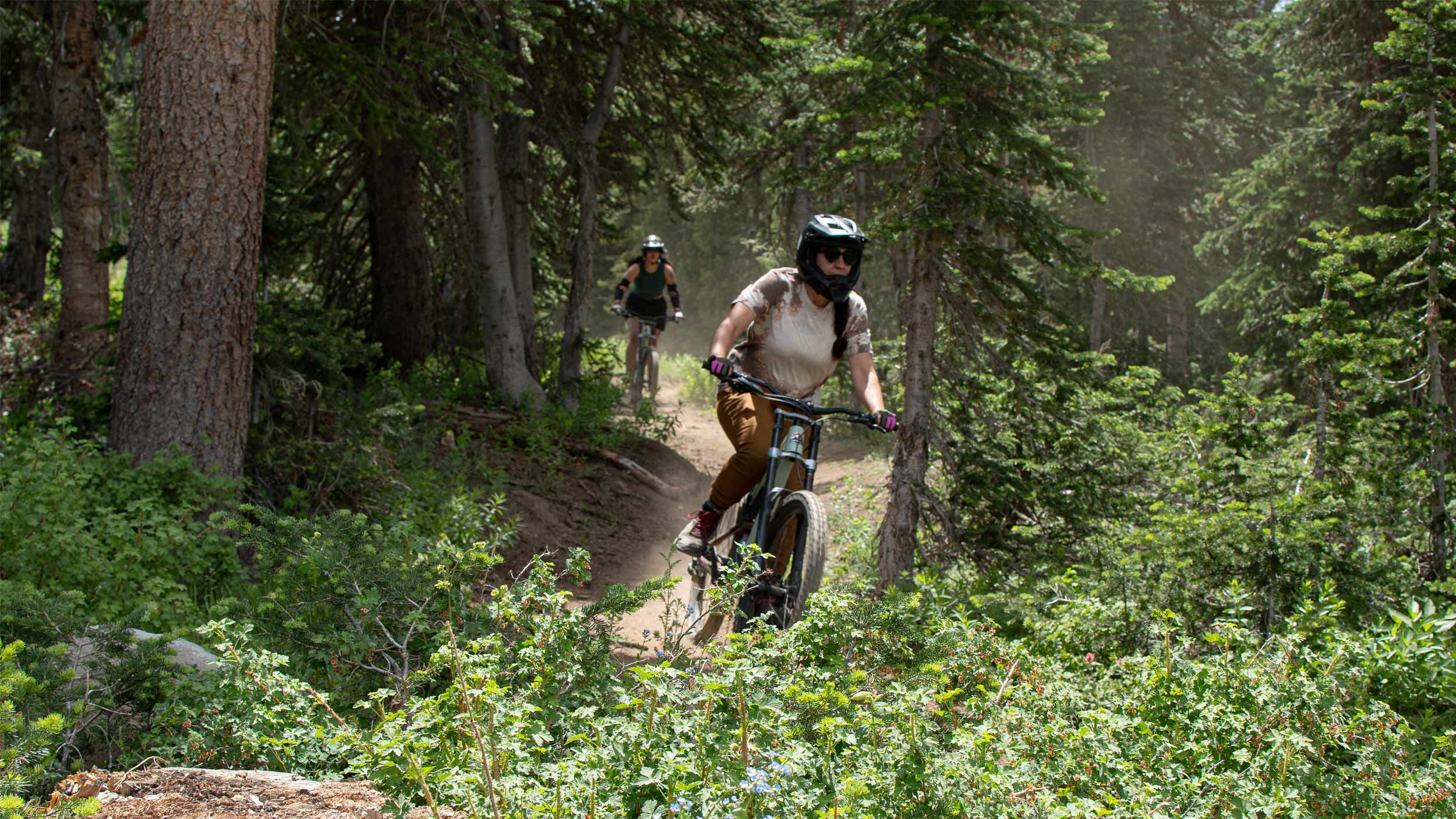 Mountain biker at Brighton Resort in the summer time in Utah