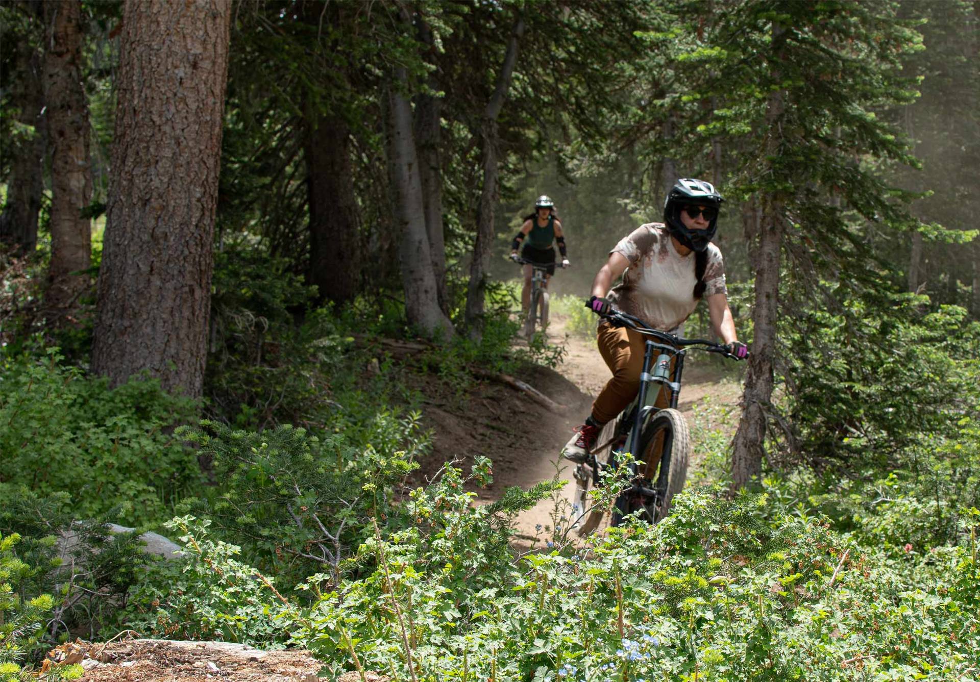Mountain biker at Brighton Resort in the summer time in Utah