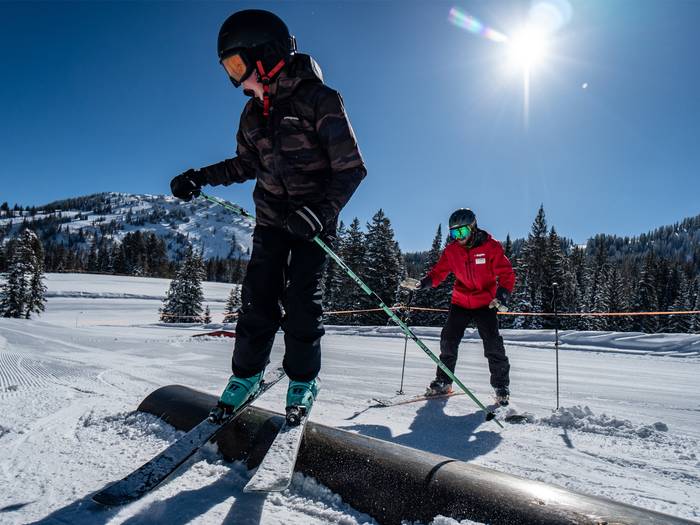 Skier on tube in Pee-Wee