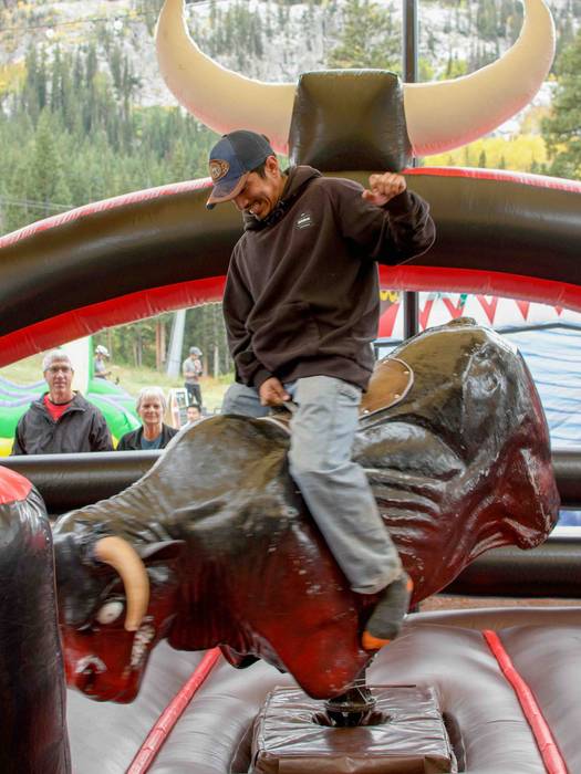 Mechanical bull ride at Brighton Resort in the summer time at Not Oktoberfest