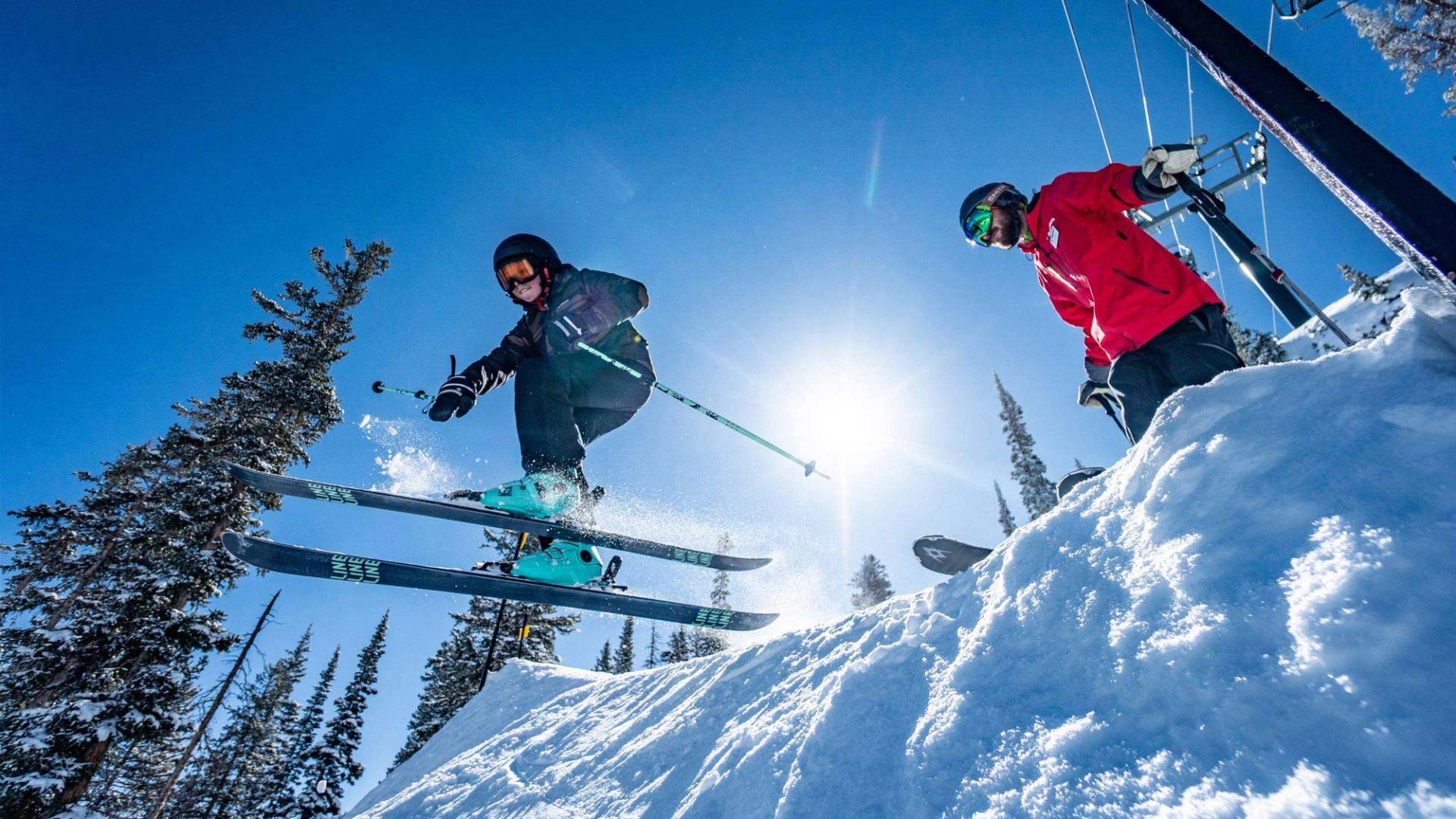 Kid during ski school lesson at Brighton Ski Resort