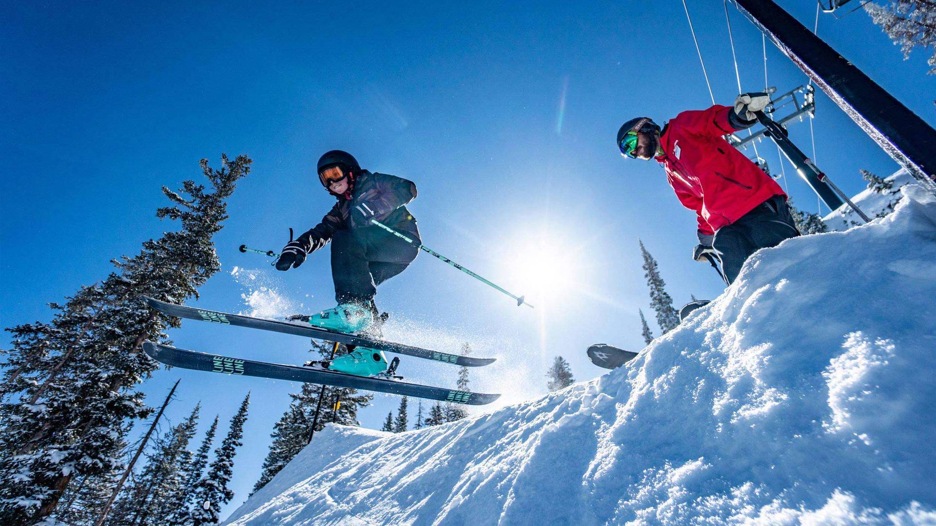 Kid during ski school lesson at Brighton Ski Resort