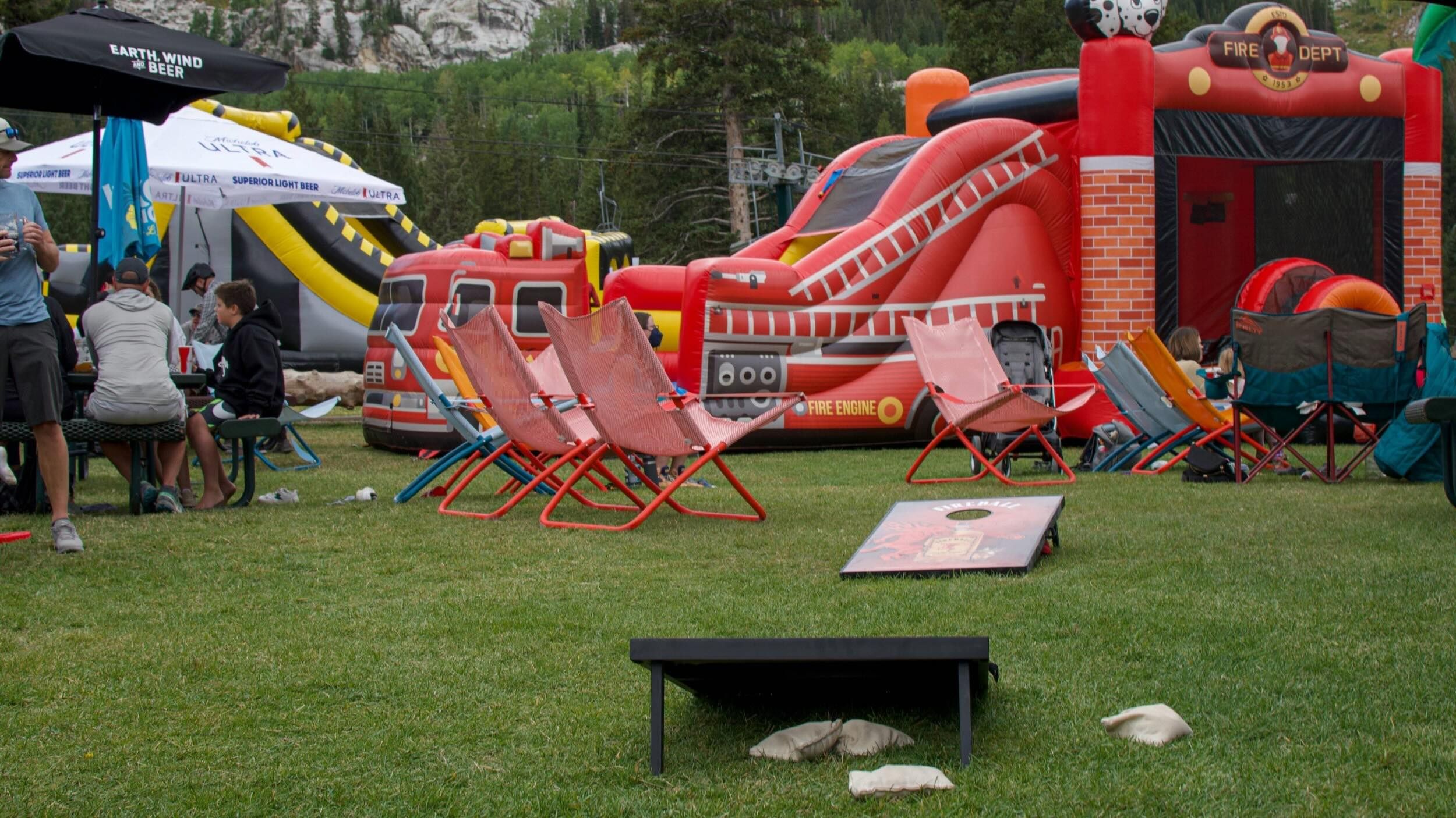 Corn hole game at Brighton Resort in the summer time at Not Oktoberfest