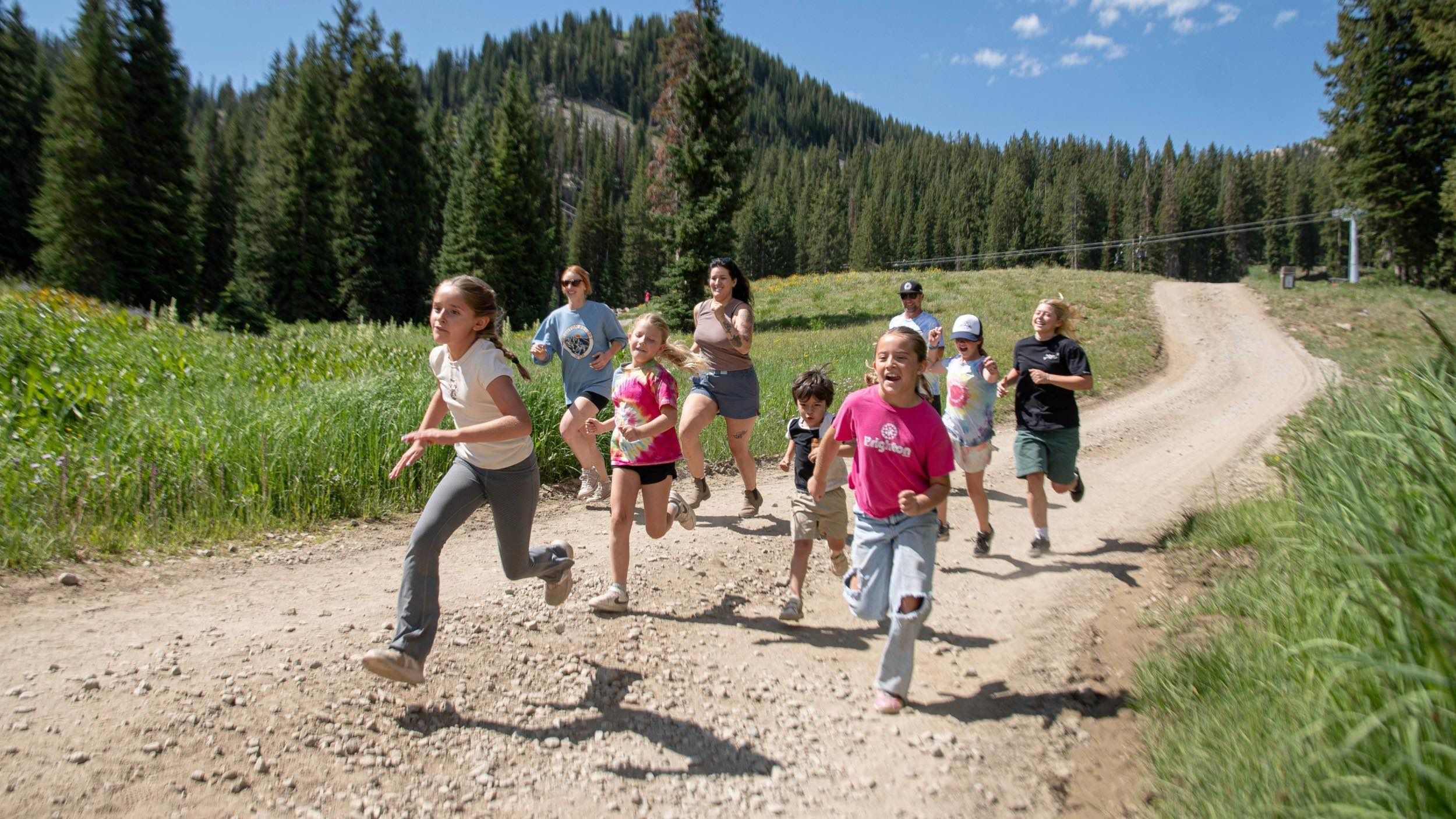 Family fun run in the summer at Brighton, Utah
