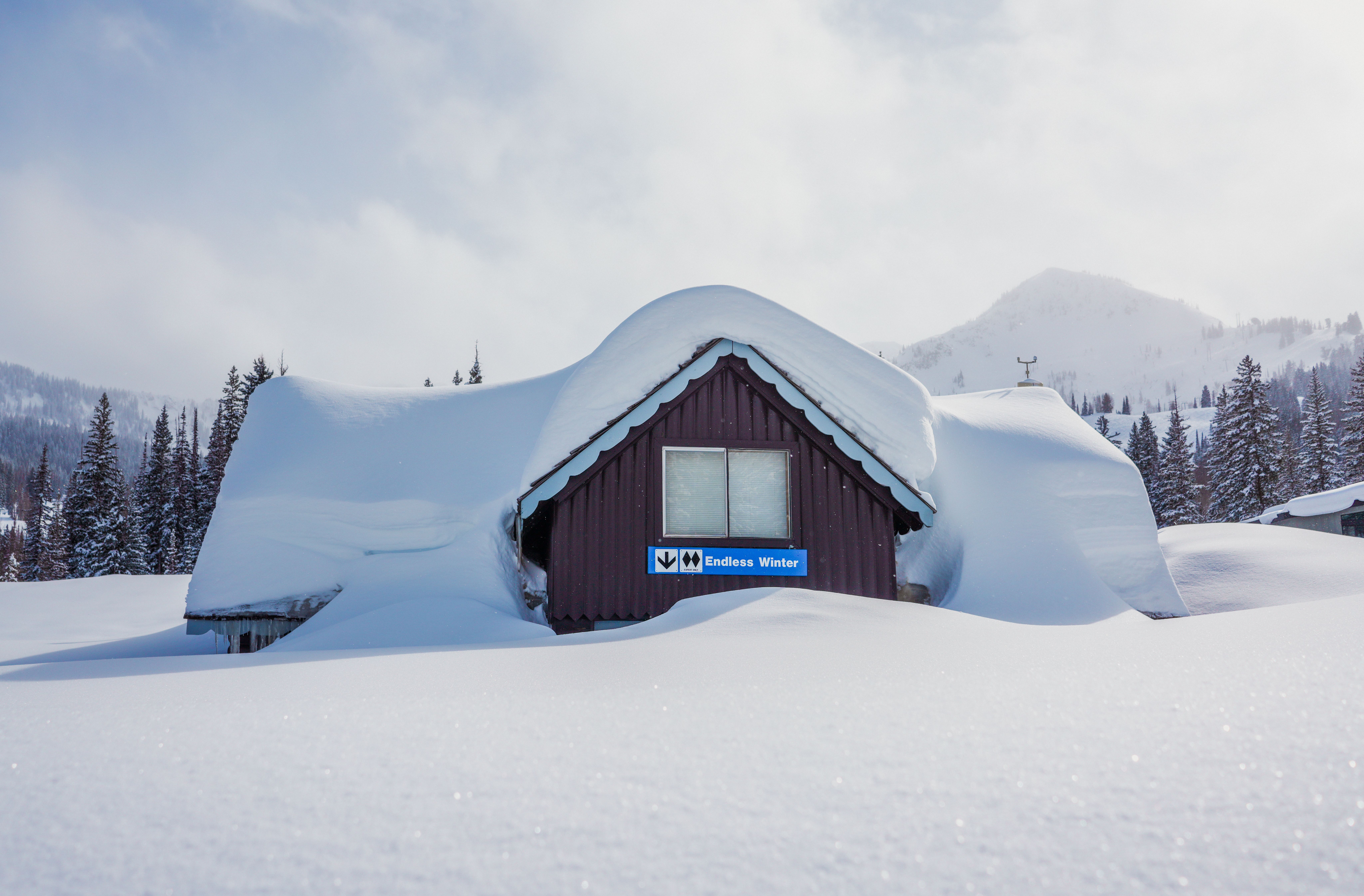 Snow cover at a Brighton cabin