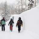 Group of friends walking to Brighton Resort