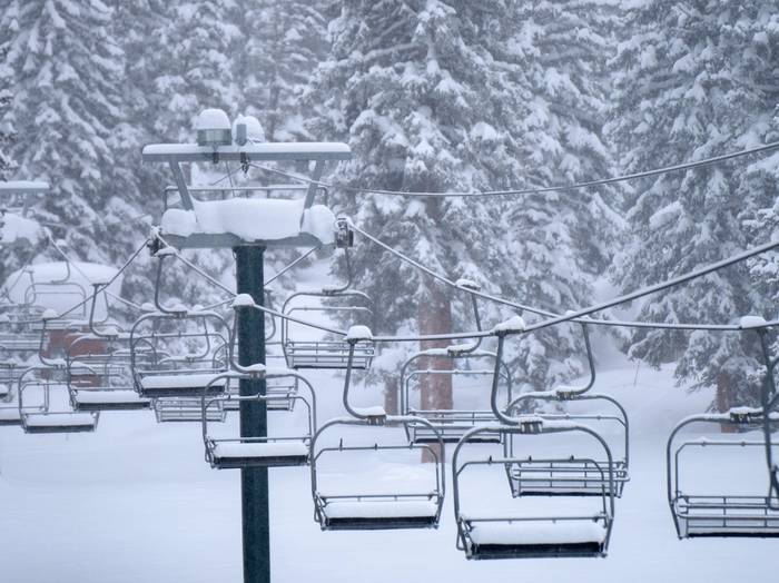 Brighton's Majestic chairlift on a powder day