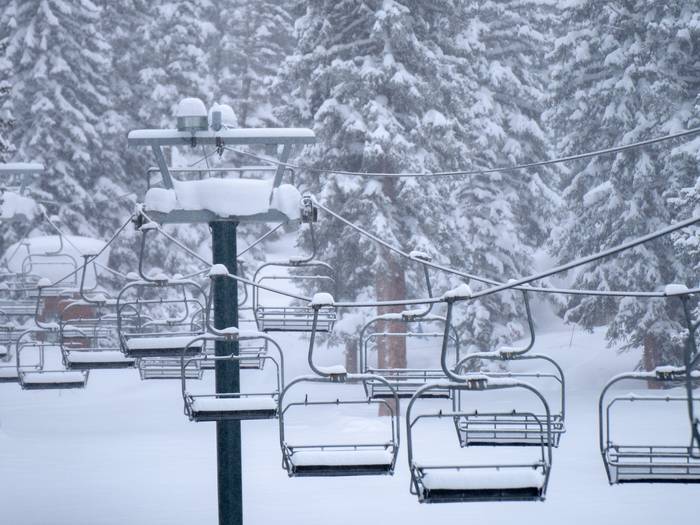 Majestic chairlift on a snowy day