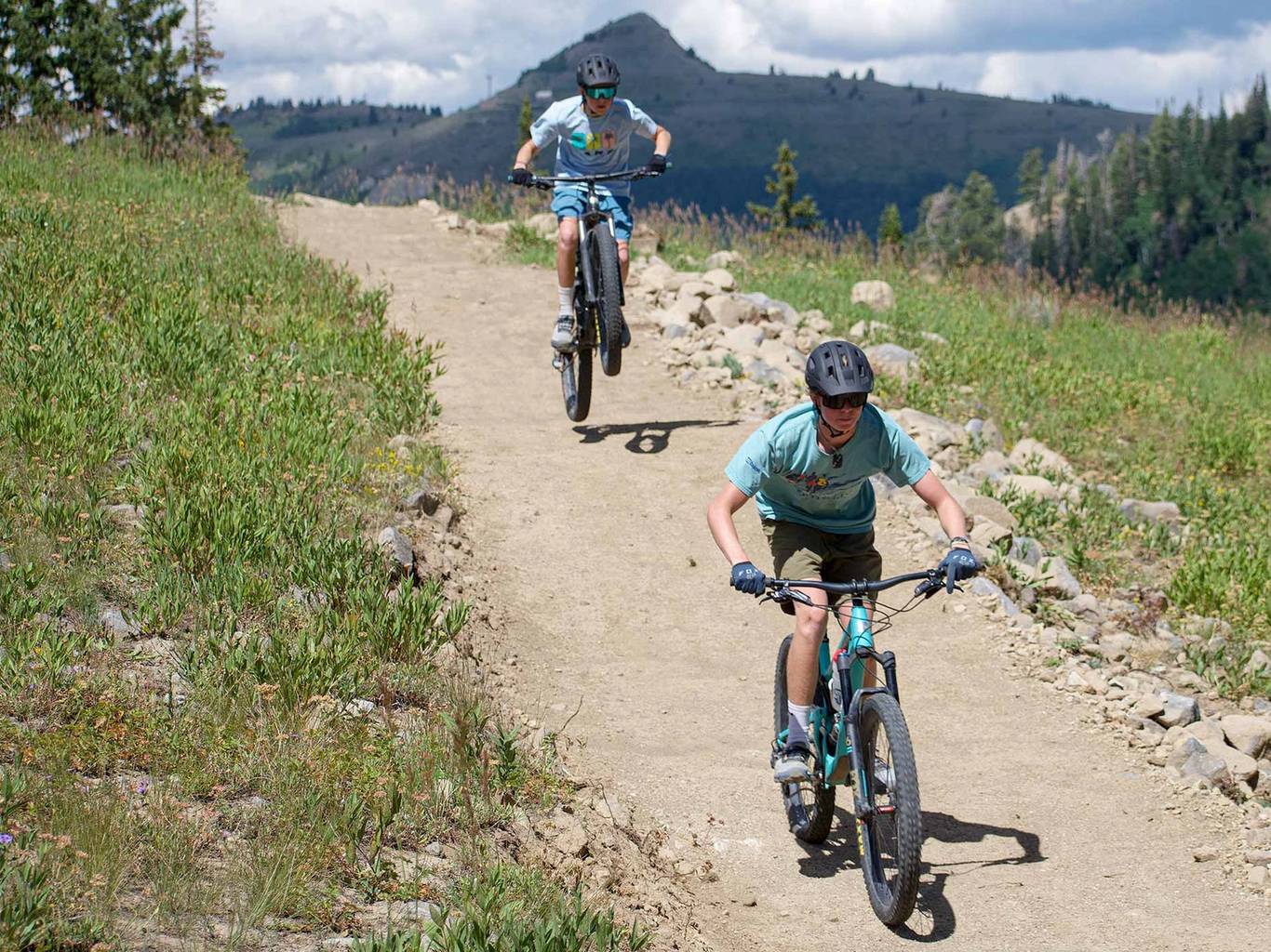Mountain bikers at Brighton Ski Resort during the summer