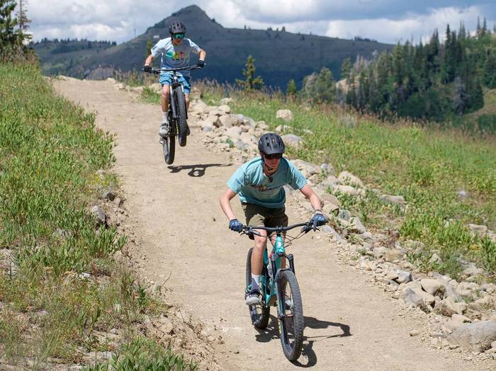 Mountain bikers at Brighton Resort in the summer time