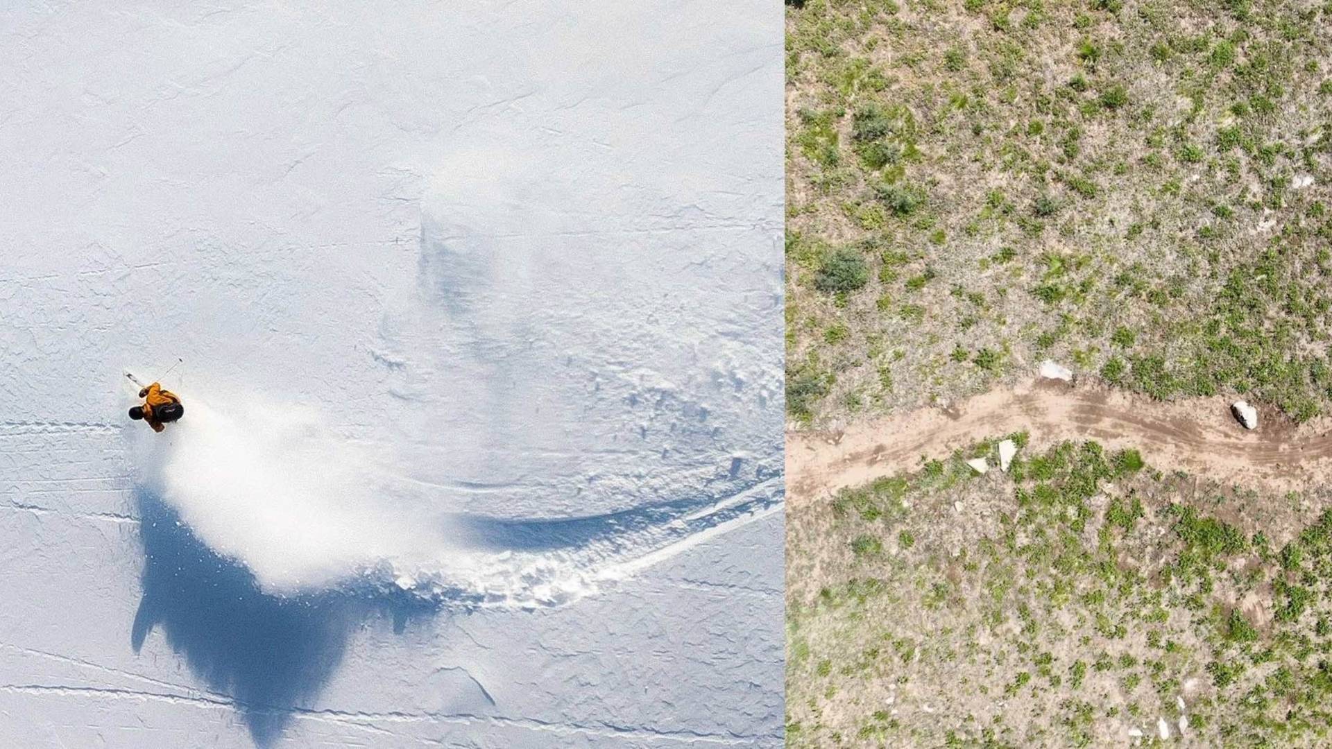 Mountain bike trail into ski line