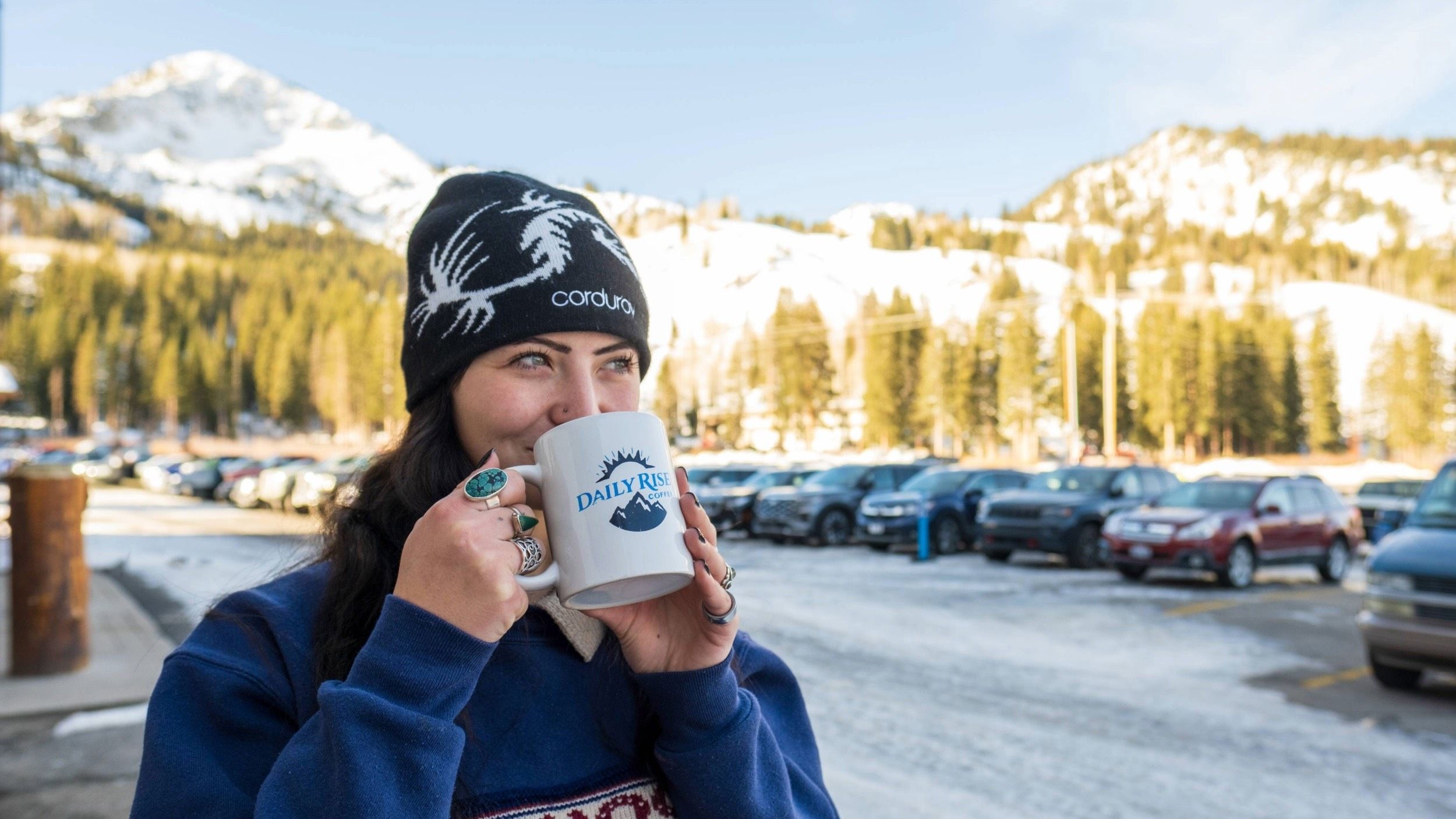 Drinking coffee at the Blind Miner