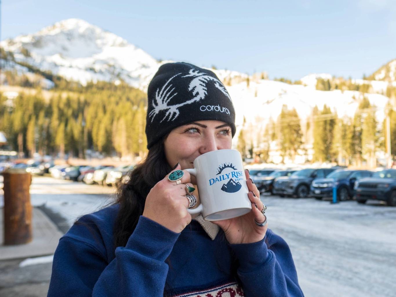 Drinking coffee at the Blind Miner