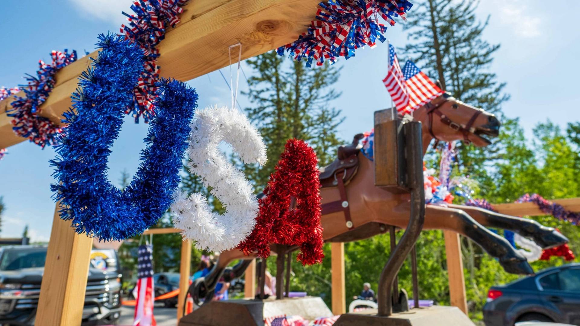 Decorations on the 4th of July Brighton Parade float