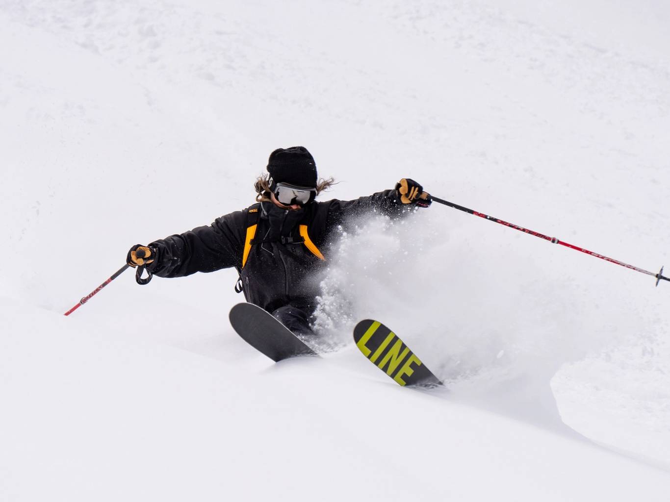 Bluebird powder day slash