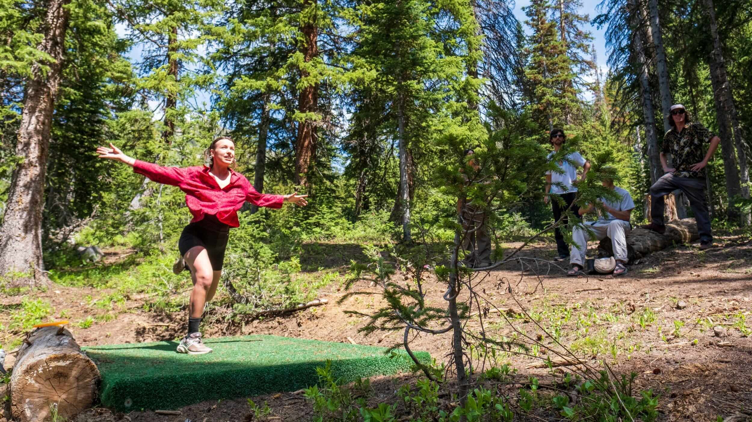 Playing disc golf at Brighton Resort