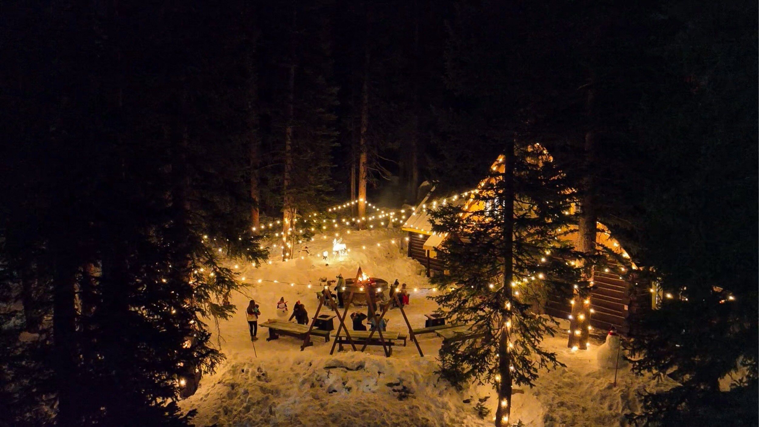 Wasatch Mountain Lodge at night at Brighton Ski Resort