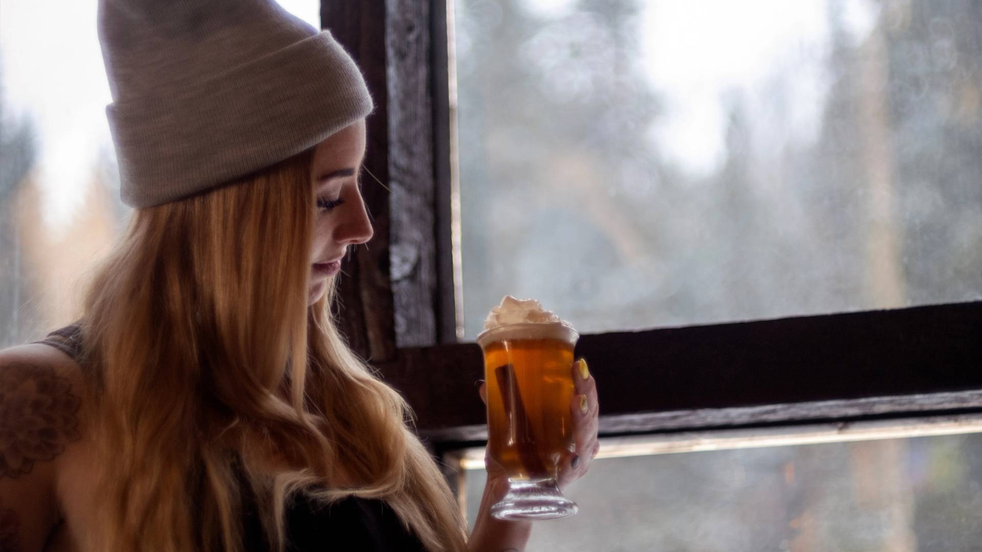 Grabbing a drink at Molly Greens at Brighton Resort in Utah