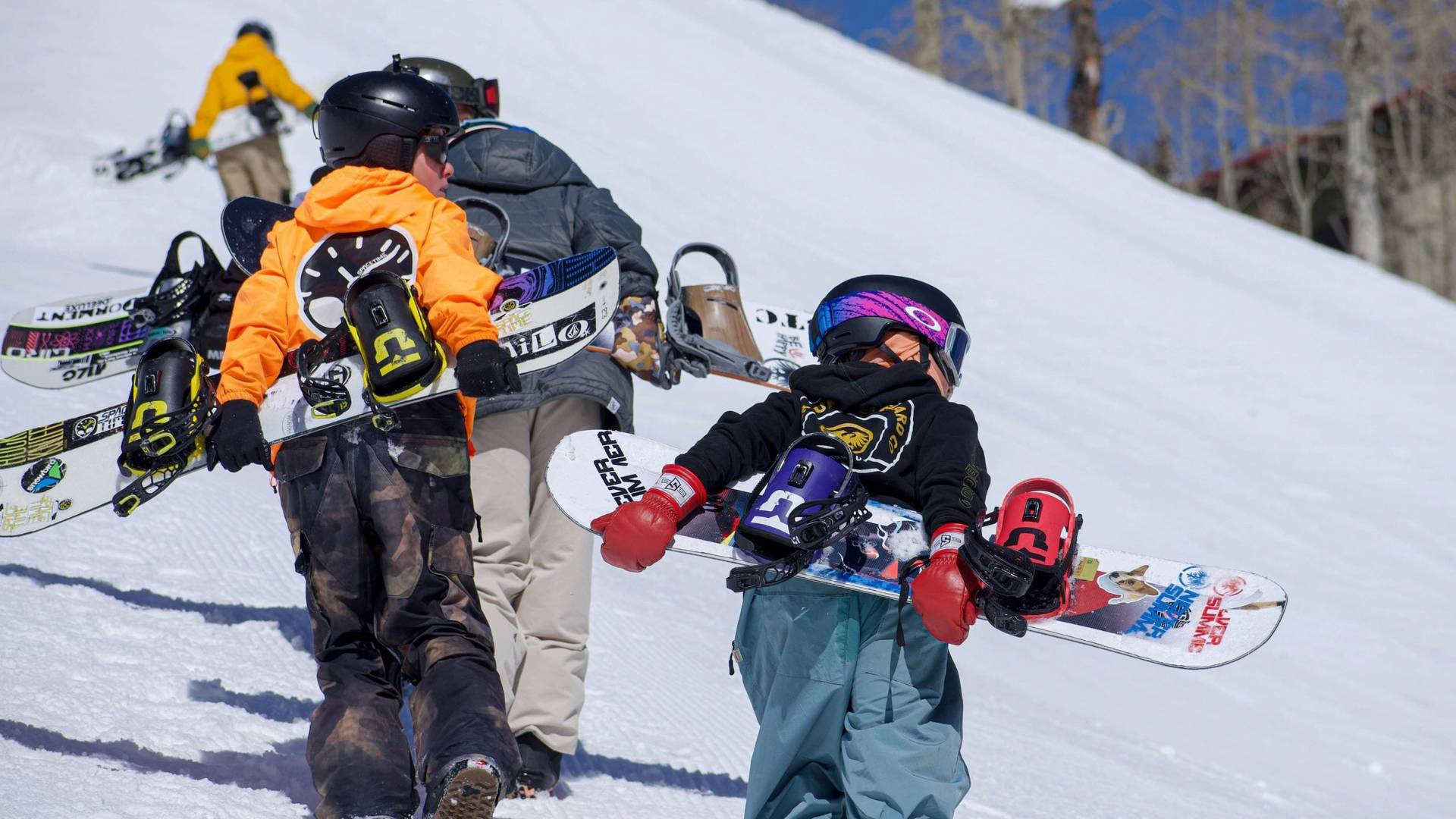 Groms hiking at the Bomb Hole Cup at Brighton Ski Resort