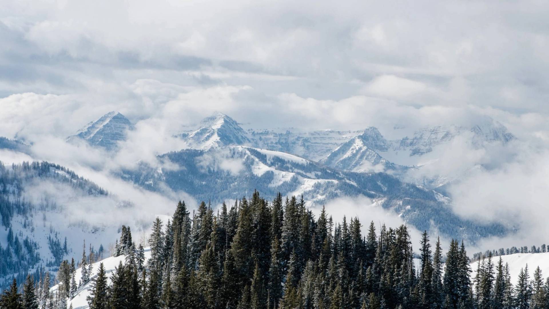 Scenic view of mountains at Brighton Ski Resort in Utah