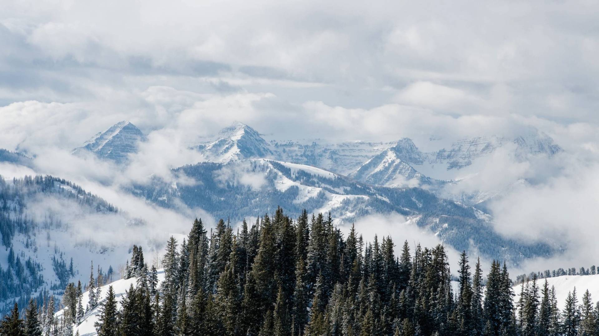 Scenic view of mountains at Brighton Ski Resort in Utah