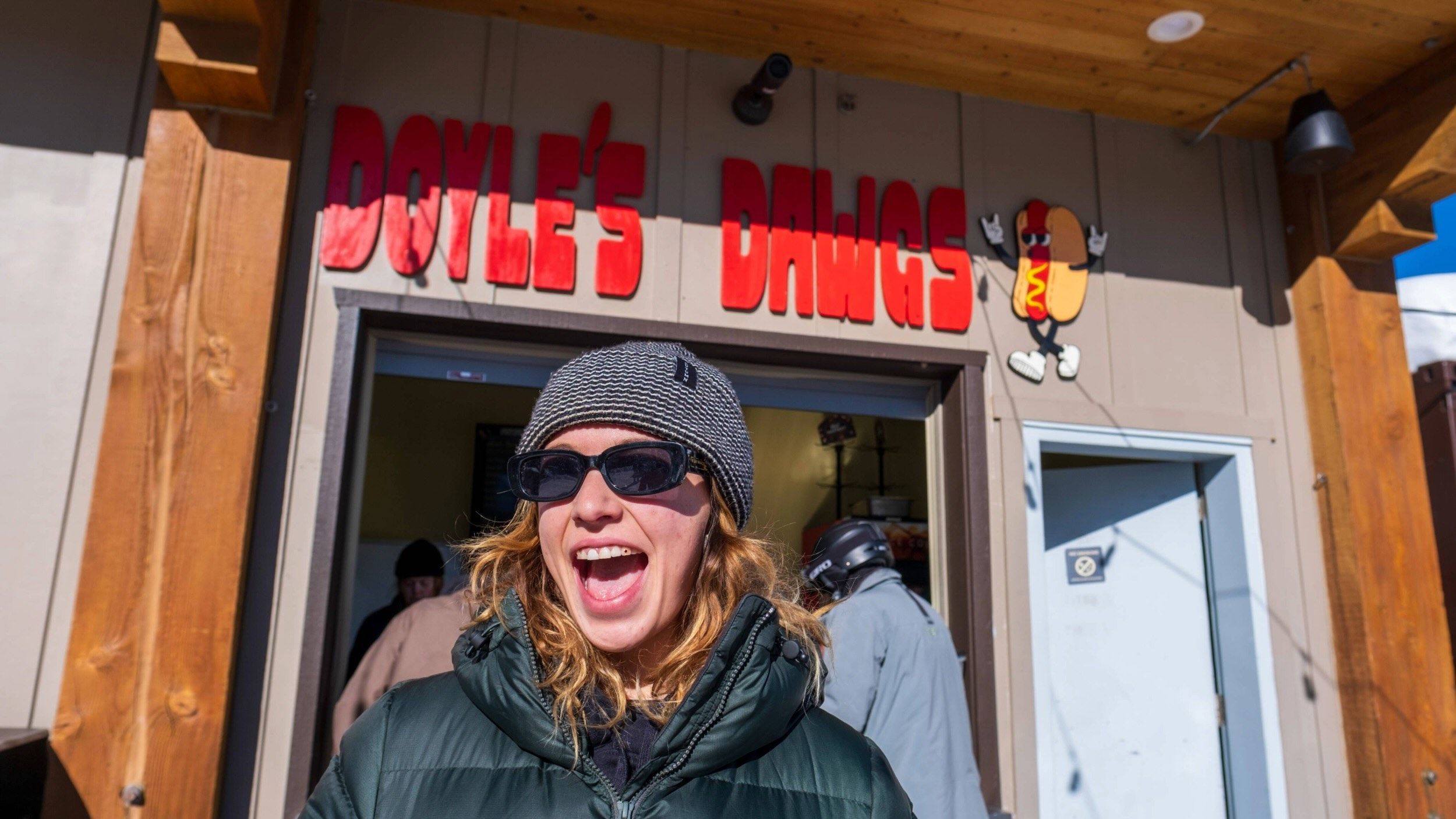 Window of Doyle's Dawgs at Brighton Ski Resort