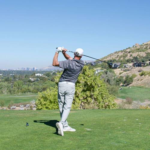 Golfer swing at Brighton Golf Tournament