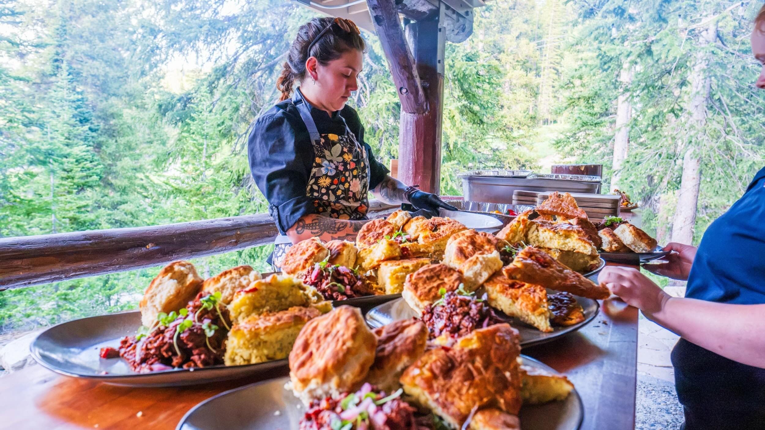 Campfire Cookout food being served at Brighton Resort in the summer