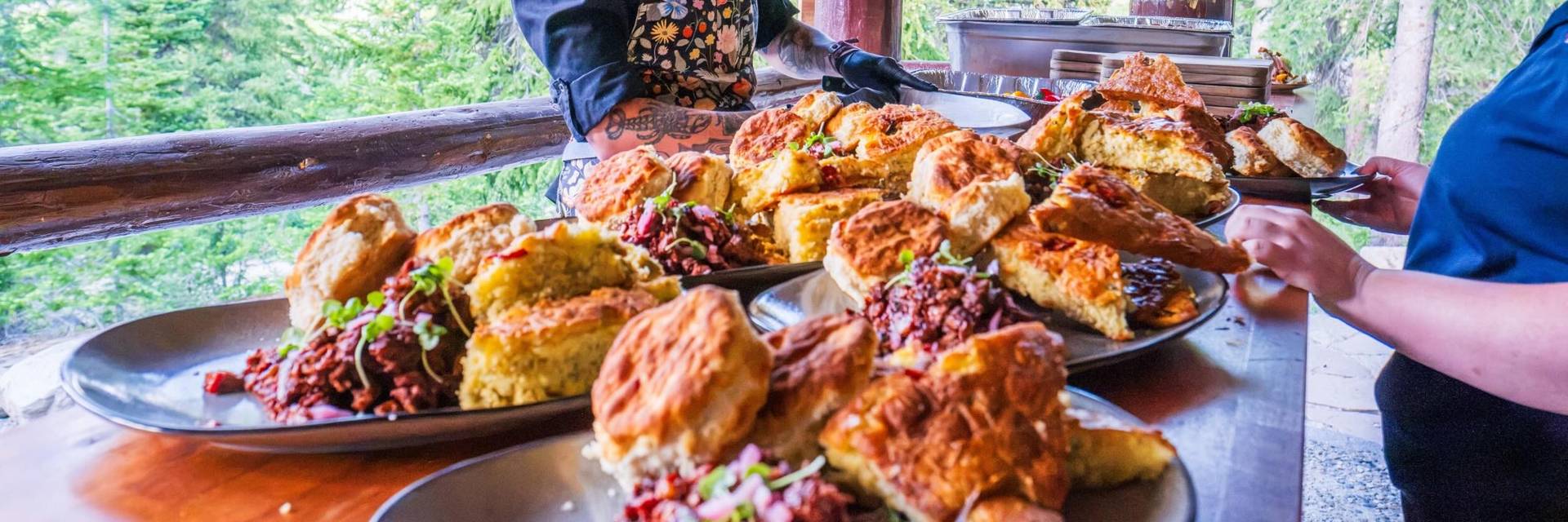 Campfire Cookout food being served at Brighton Resort in the summer