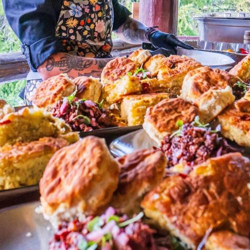 Campfire Cookout food being served at Brighton Resort in the summer