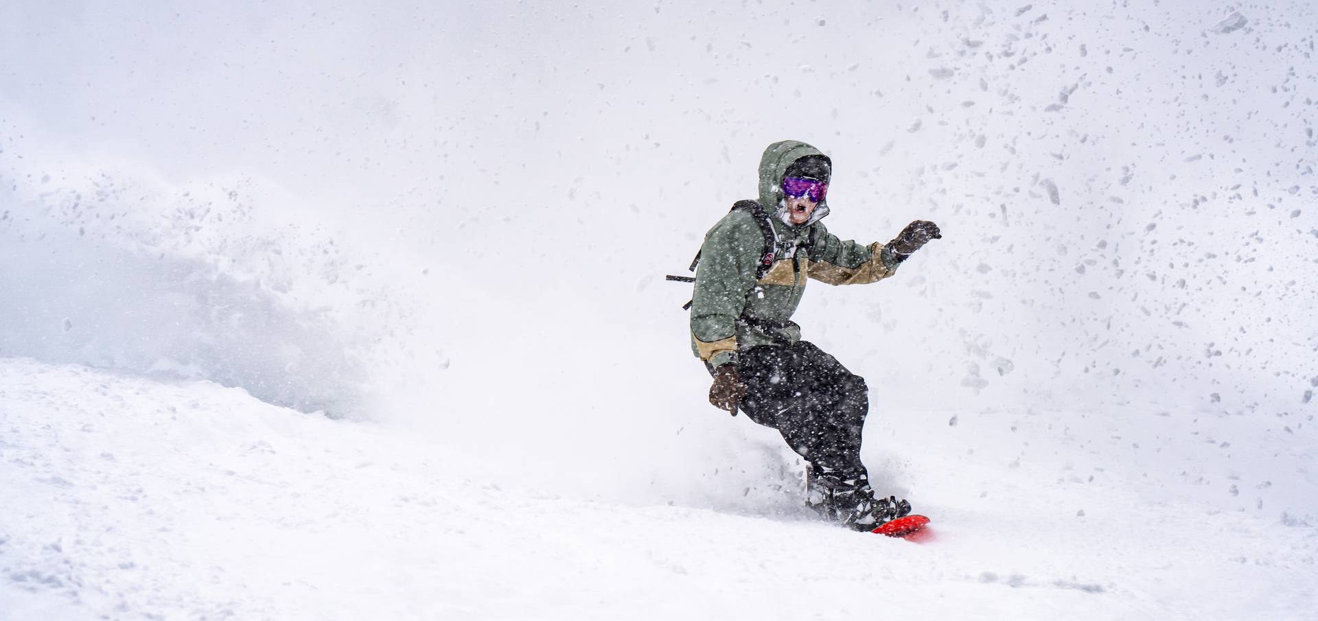 Skier in deep snow at Brighton Resort
