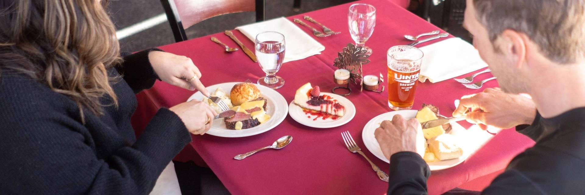 Couple having dinner on Valentine's Day at Brighton Ski Resort