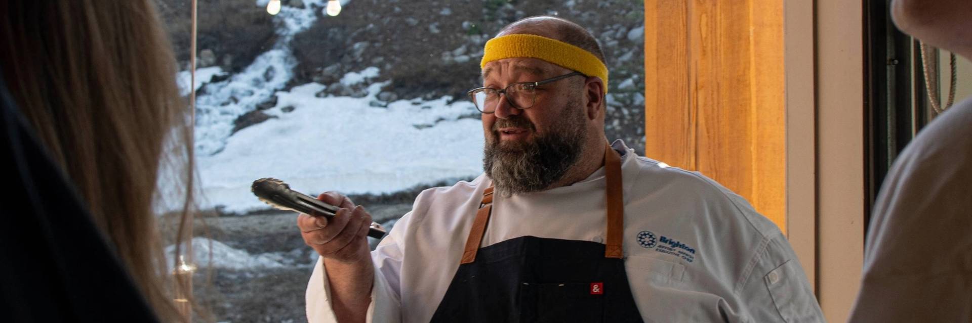 Chef Jeff Sannich teaching a cooking class at Brighton during the summer