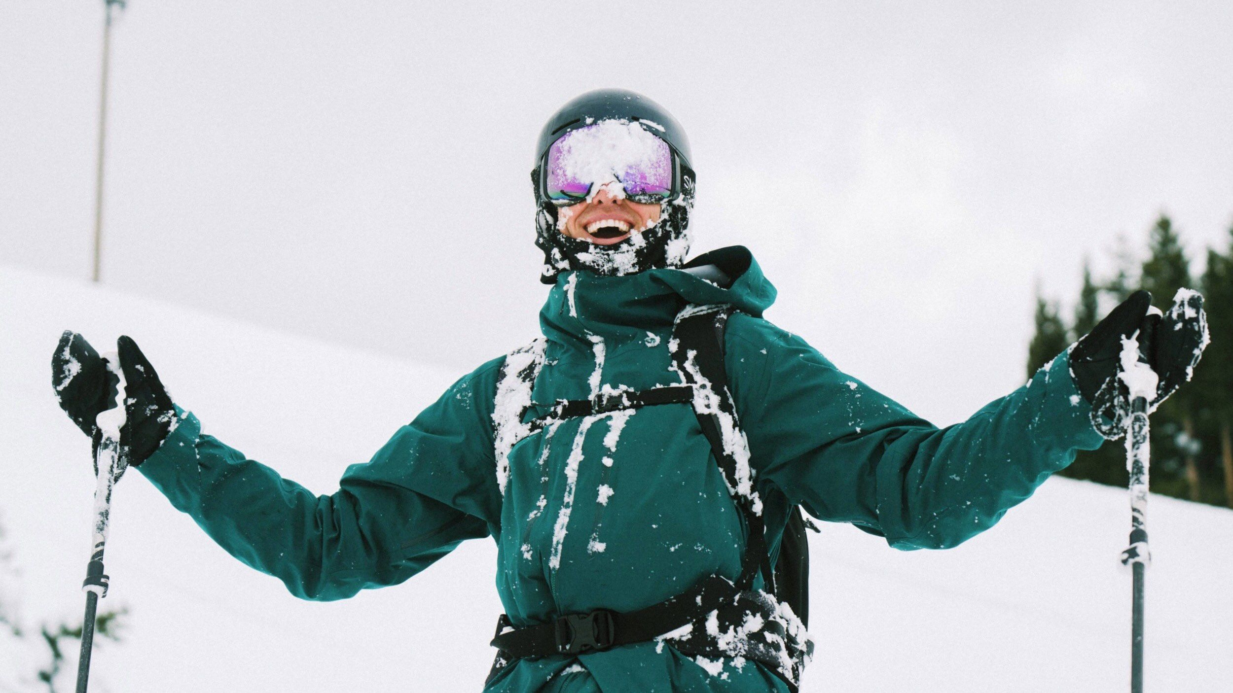 Skier on a powder day at Brighton Ski Resort