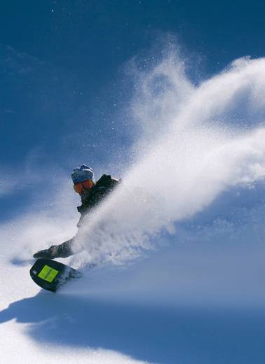 Snowboarder action slash shot