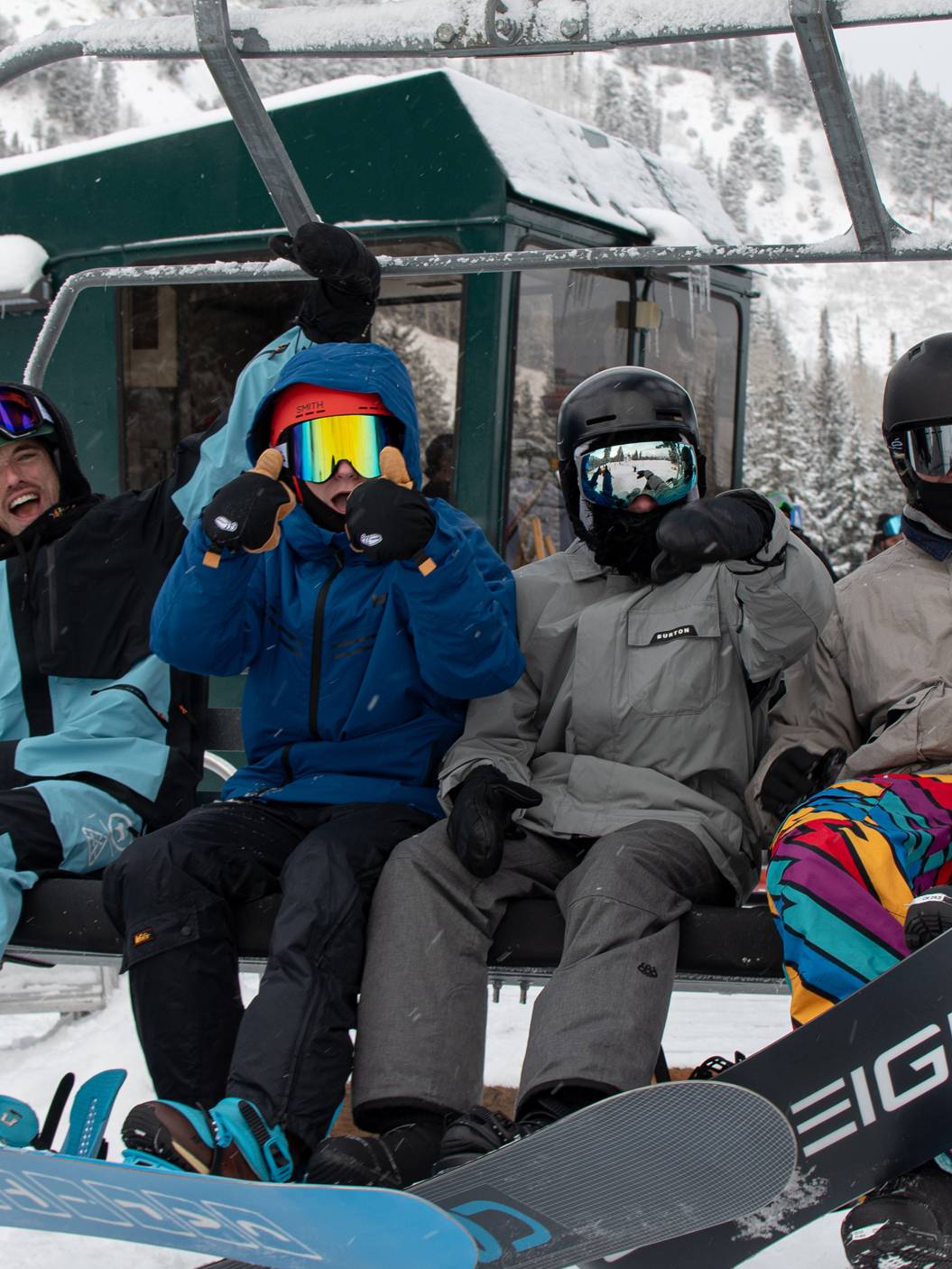 Group of friends on chair lift