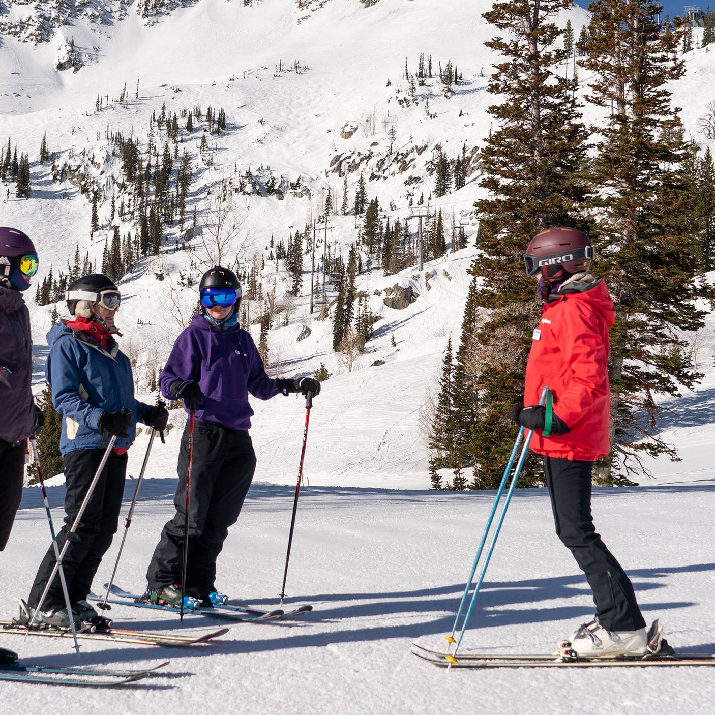 Brighton ski school instructor during adult group lesson